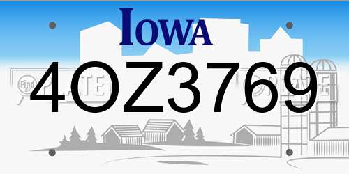 4OZ3769 Iowa License Plate