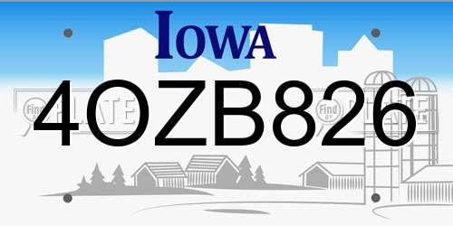 4OZB826 Iowa License Plate