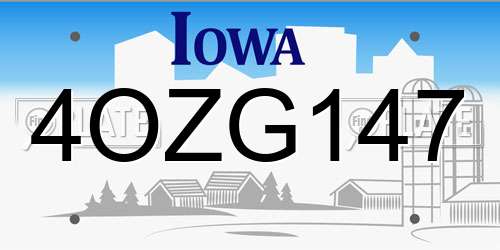 4OZG147 Iowa License Plate