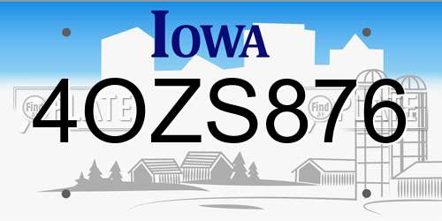 4OZS876 Iowa License Plate
