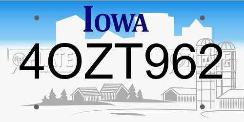 4OZT962 Iowa License Plate