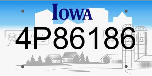 4P86186 Iowa License Plate