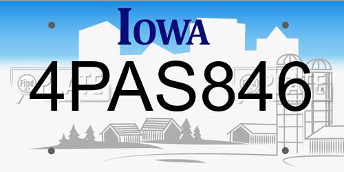 4PAS846 Iowa License Plate