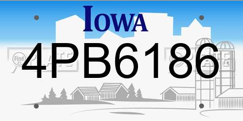 4PB6186 Iowa License Plate