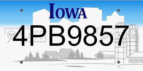 4PB9857 Iowa License Plate