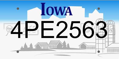4PE2563 Iowa License Plate