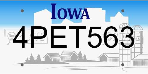 4PET563 Iowa License Plate