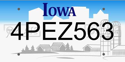 4PEZ563 Iowa License Plate