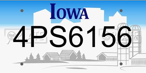 4PS6156 Iowa License Plate
