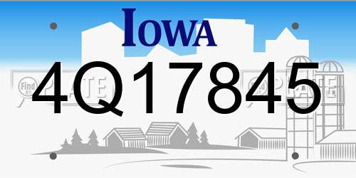 4Q17845 Iowa License Plate