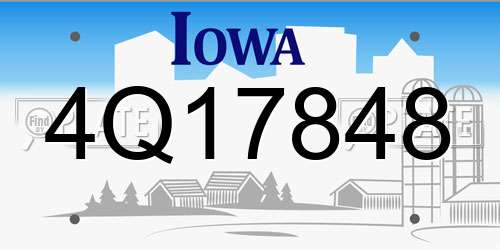 4Q17848 Iowa License Plate
