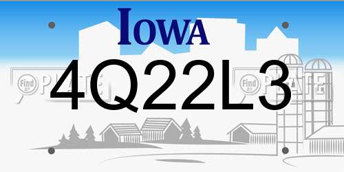 4Q22L3 Iowa License Plate
