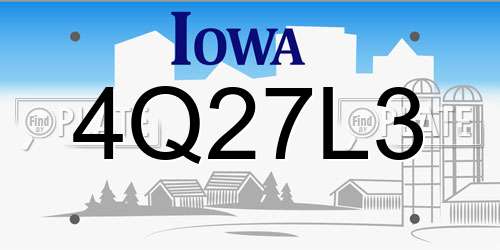 4Q27L3 Iowa License Plate