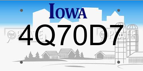 4Q70D7 Iowa License Plate