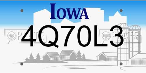 4Q70L3 Iowa License Plate