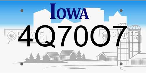 4Q70O7 Iowa License Plate
