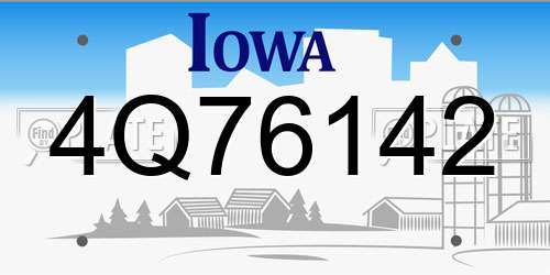 4Q76142 Iowa License Plate