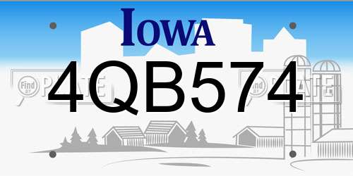 4QB574 Iowa License Plate