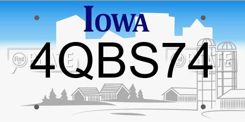 4QBS74 Iowa License Plate