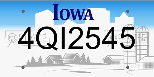 4QI2545 Iowa License Plate