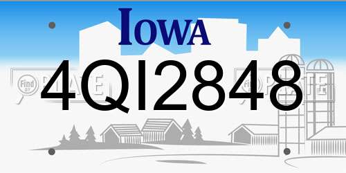4QI2848 Iowa License Plate