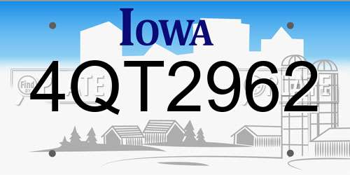 4QT2962 Iowa License Plate