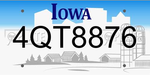4QT8876 Iowa License Plate