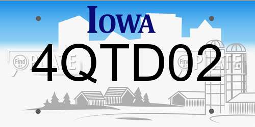 4QTD02 Iowa License Plate