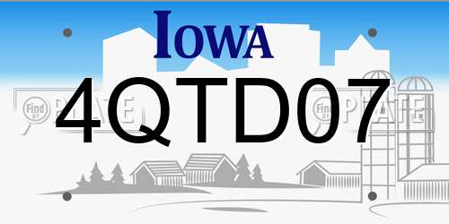 4QTD07 Iowa License Plate