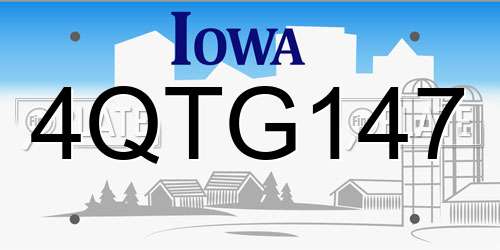 4QTG147 Iowa License Plate