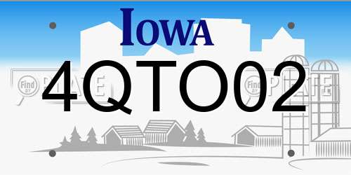 4QTO02 Iowa License Plate