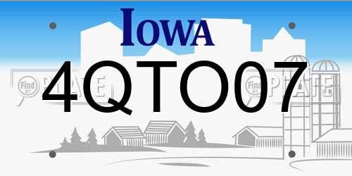 4QTO07 Iowa License Plate