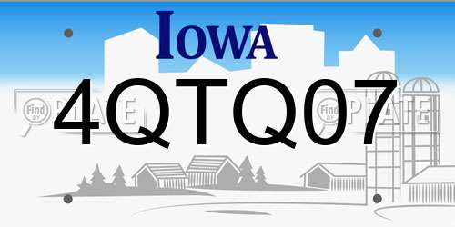 4QTQ07 Iowa License Plate