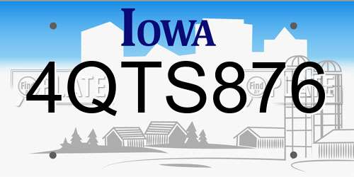 4QTS876 Iowa License Plate