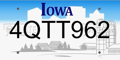 4QTT962 Iowa License Plate