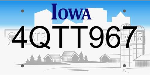 4QTT967 Iowa License Plate
