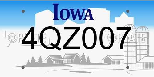 4QZ007 Iowa License Plate