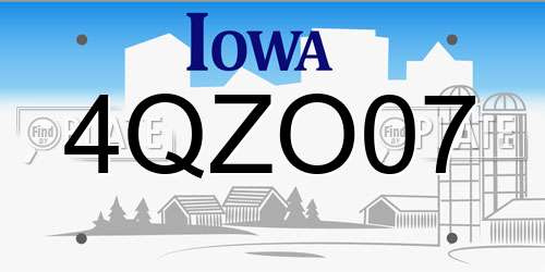 4QZO07 Iowa License Plate