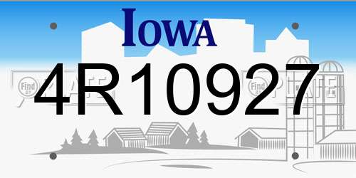 4R10927 Iowa License Plate