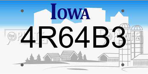 4R64B3 Iowa License Plate