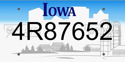 4R87652 Iowa License Plate