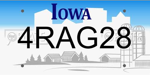 4RAG28 Iowa License Plate