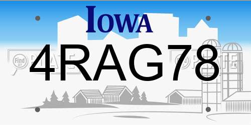 4RAG78 Iowa License Plate