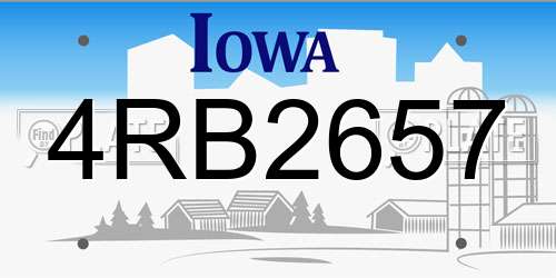 4RB2657 Iowa License Plate