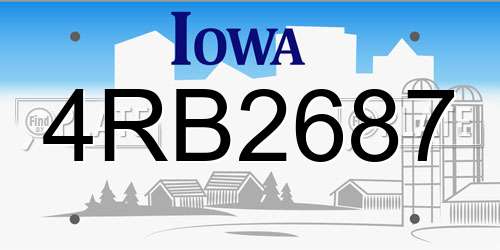4RB2687 Iowa License Plate