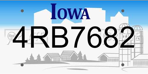 4RB7682 Iowa License Plate