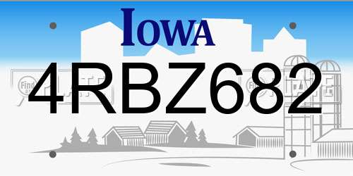 4RBZ682 Iowa License Plate
