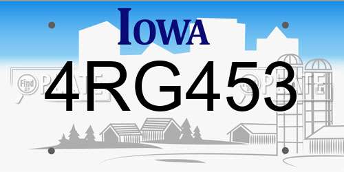 4RG453 Iowa License Plate