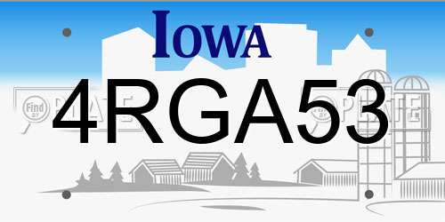 4RGA53 Iowa License Plate