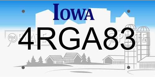 4RGA83 Iowa License Plate